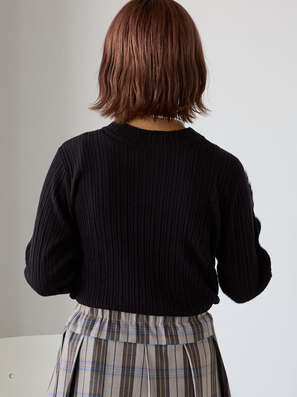 EPOCA エポカ フリル付き 7分袖 ニット 40 ブラック 黒 EPOCA エポカ フリル付き 7分袖 ニット 40 ブラック 黒