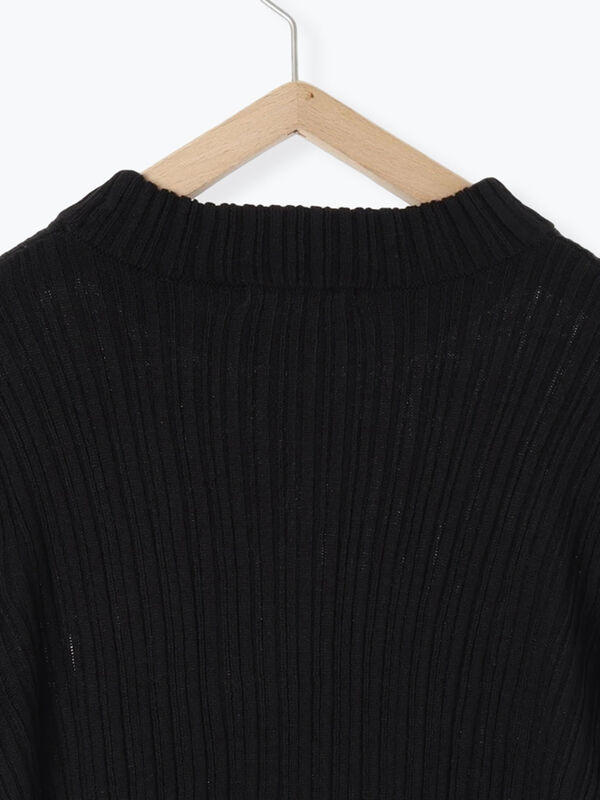 EPOCA エポカ フリル付き 7分袖 ニット 40 ブラック 黒 EPOCA エポカ フリル付き 7分袖 ニット 40 ブラック 黒