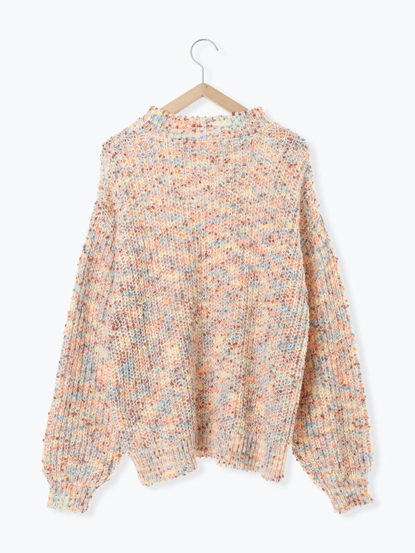 セール】 カラーネップモックネックニット（グレー/オレンジ/キナリ