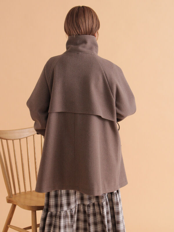 セール】 ベルト付スタンドカラーコート（チャコールグレー/モカ