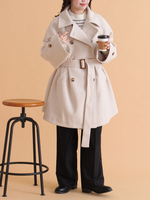 1月4日まで配送不可】OHOTORO ベルト付き ロングコート ベージュ