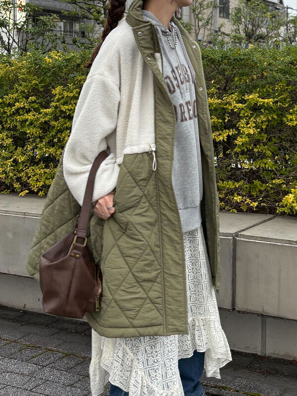 セール】 ボアキルト切り替えコート（モカ/カーキ/キナリ/アウター