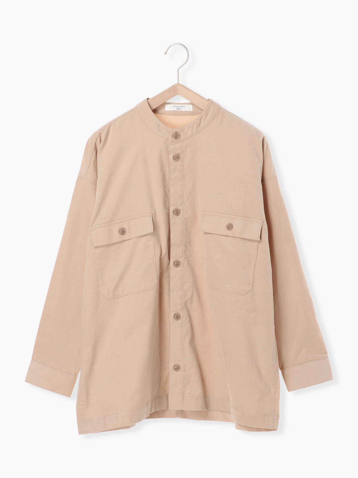 セール コーデュロイバンドカラーシャツ グレー ベージュ カーキ キナリ トップス Samansa Mos2 Blue サマンサモスモス ブルー 公式通販