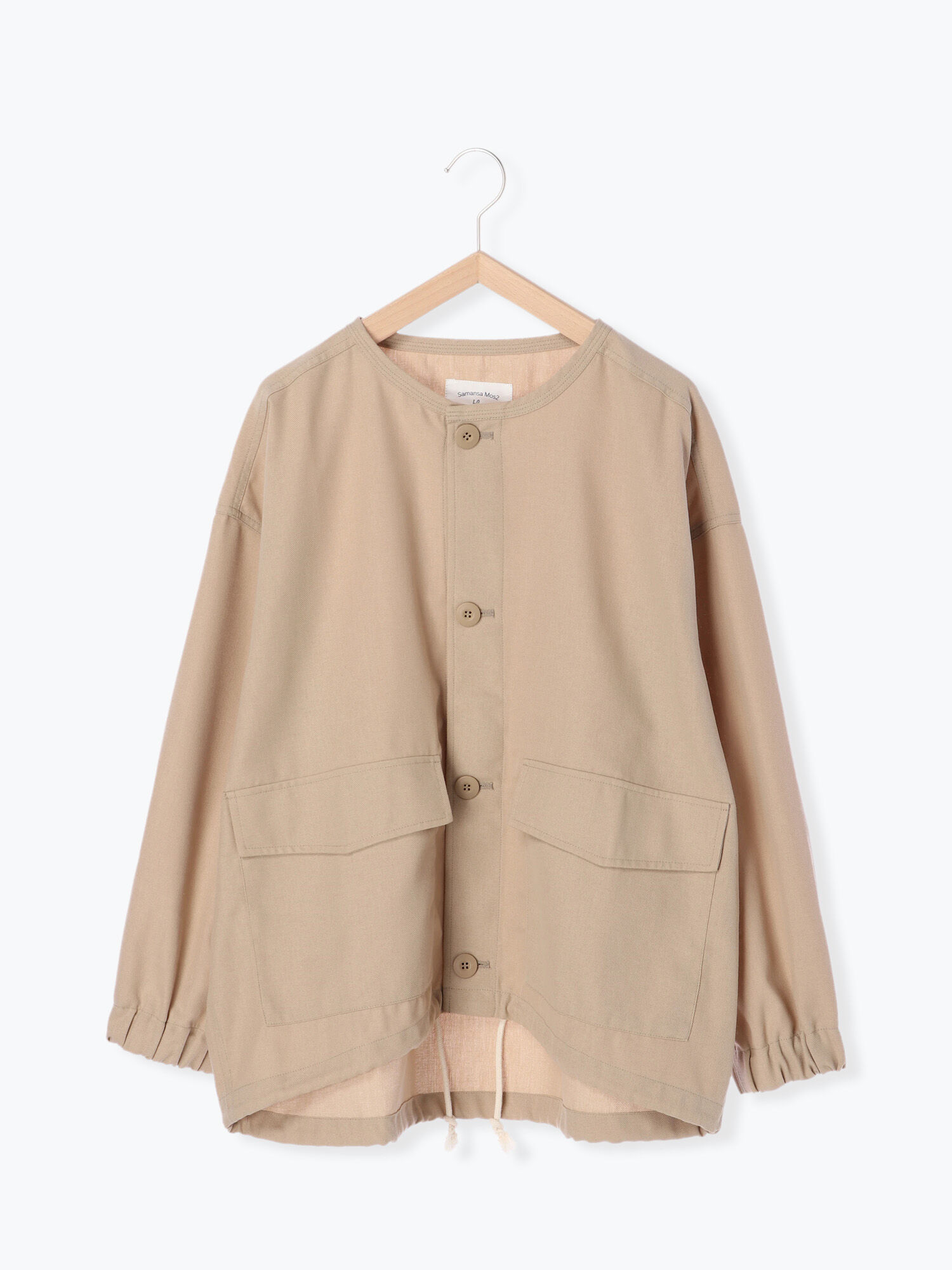 セール ノーカラーミリタリージャケット チャコールグレー ベージュ グリーン アウター Samansa Mos2 Blue サマンサモスモス ブルー 公式通販