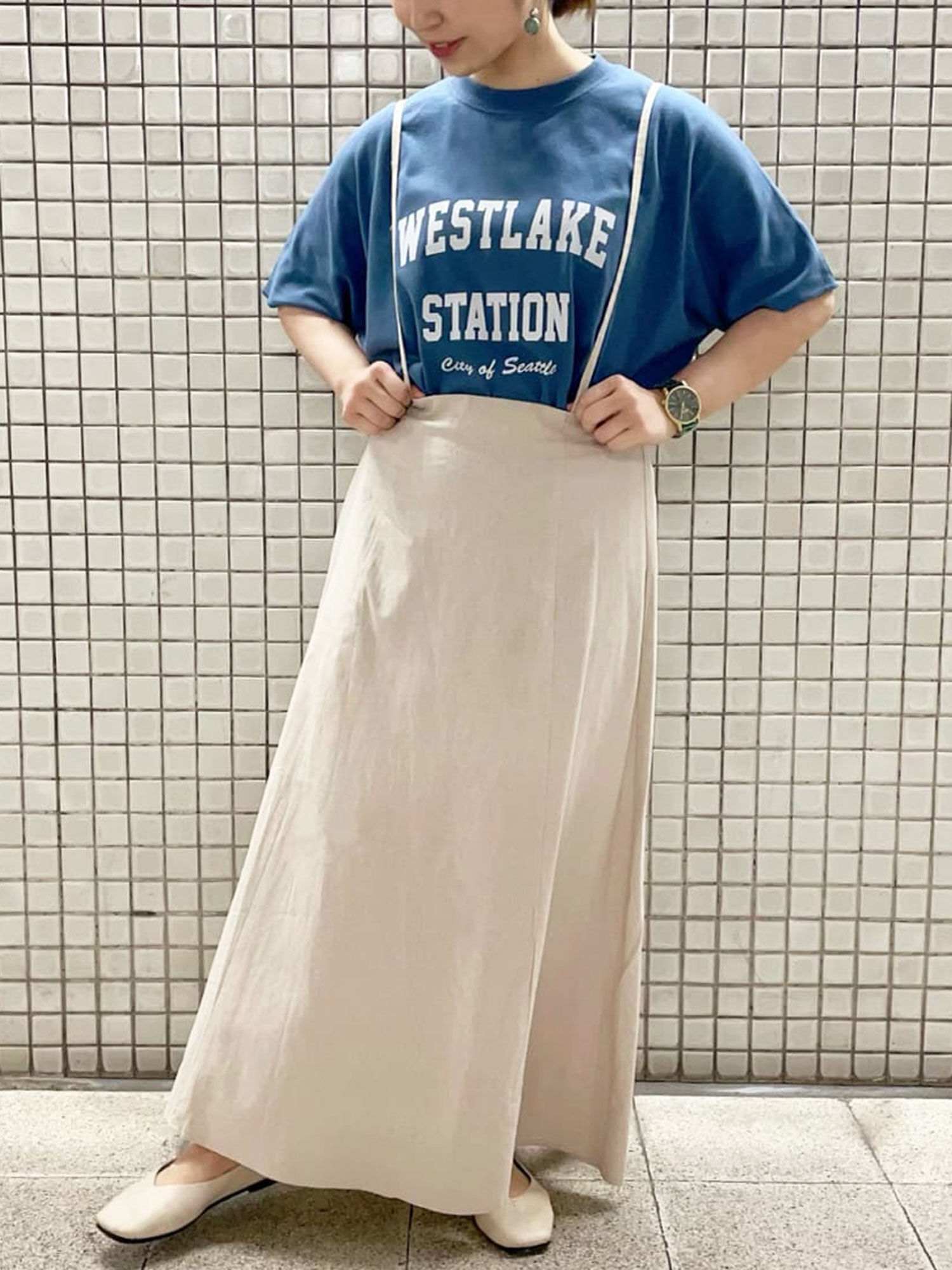 セール サス付スカート チャコールグレー ライトベージュ カーキ ボトムス Samansa Mos2 Blue サマンサモスモス ブルー 公式通販