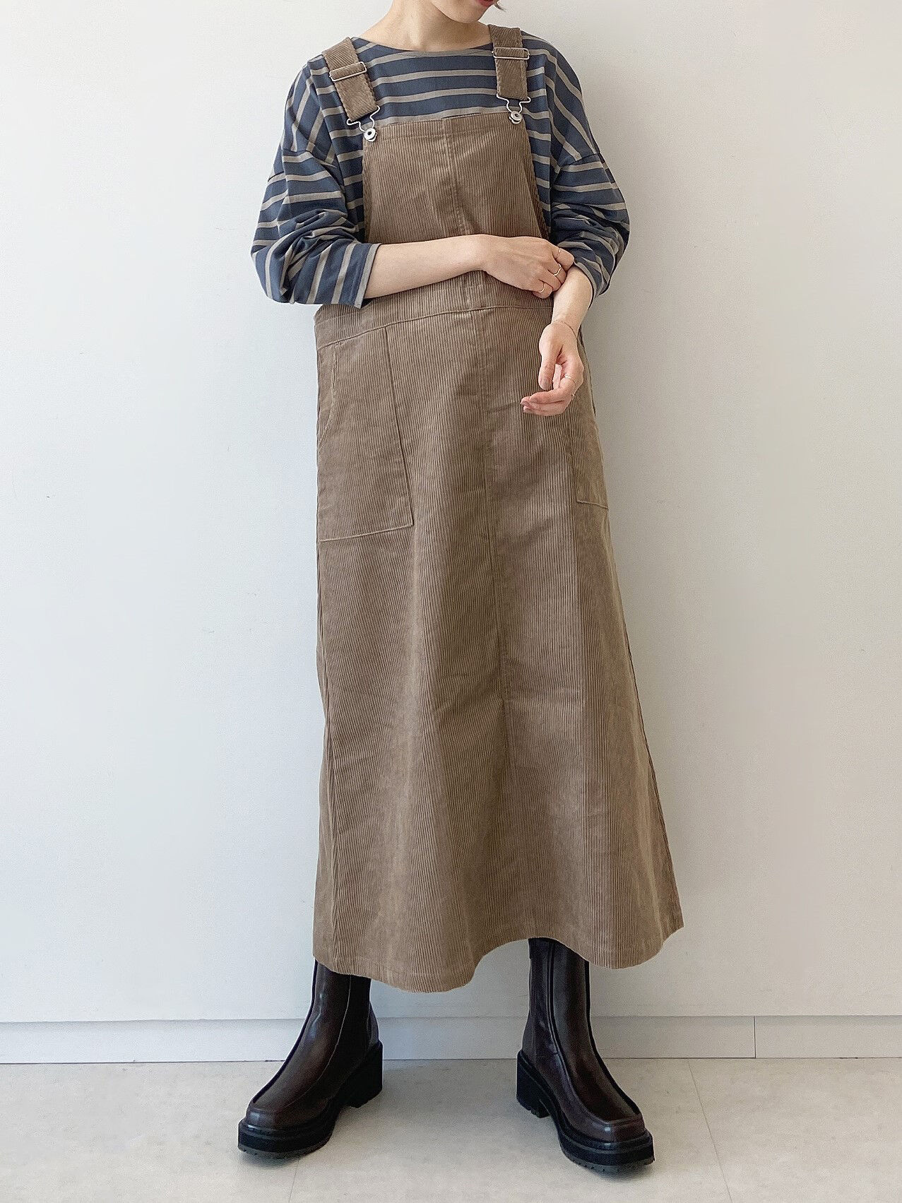 コーデュロイジャンスカ グレー チャコールグレー ライトベージュ ワンピース Samansa Mos2 Blue サマンサモスモス ブルー 公式通販