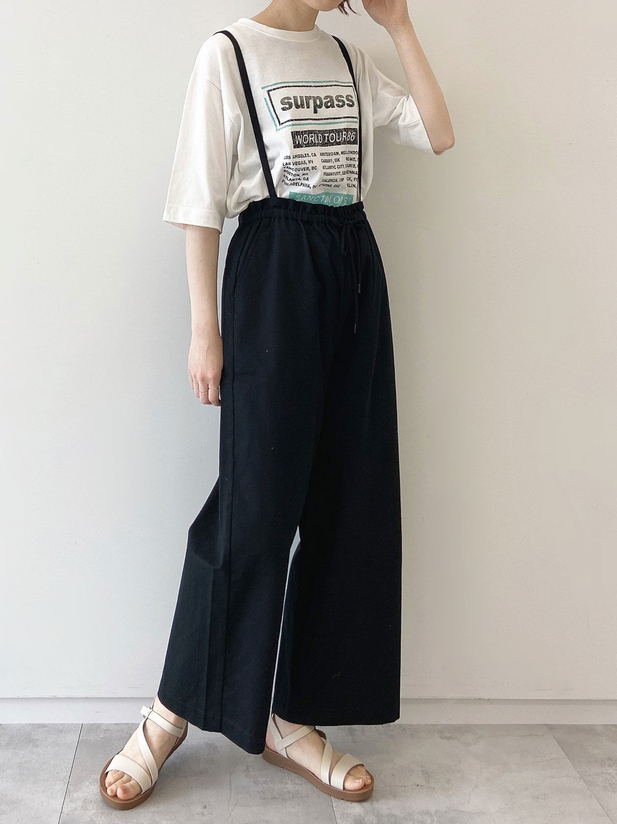 セール サス付イージーパンツ ブラック ライトベージュ ベージュ ボトムス パンツ Samansa Mos2 Blue サマンサモスモス ブルー 公式通販