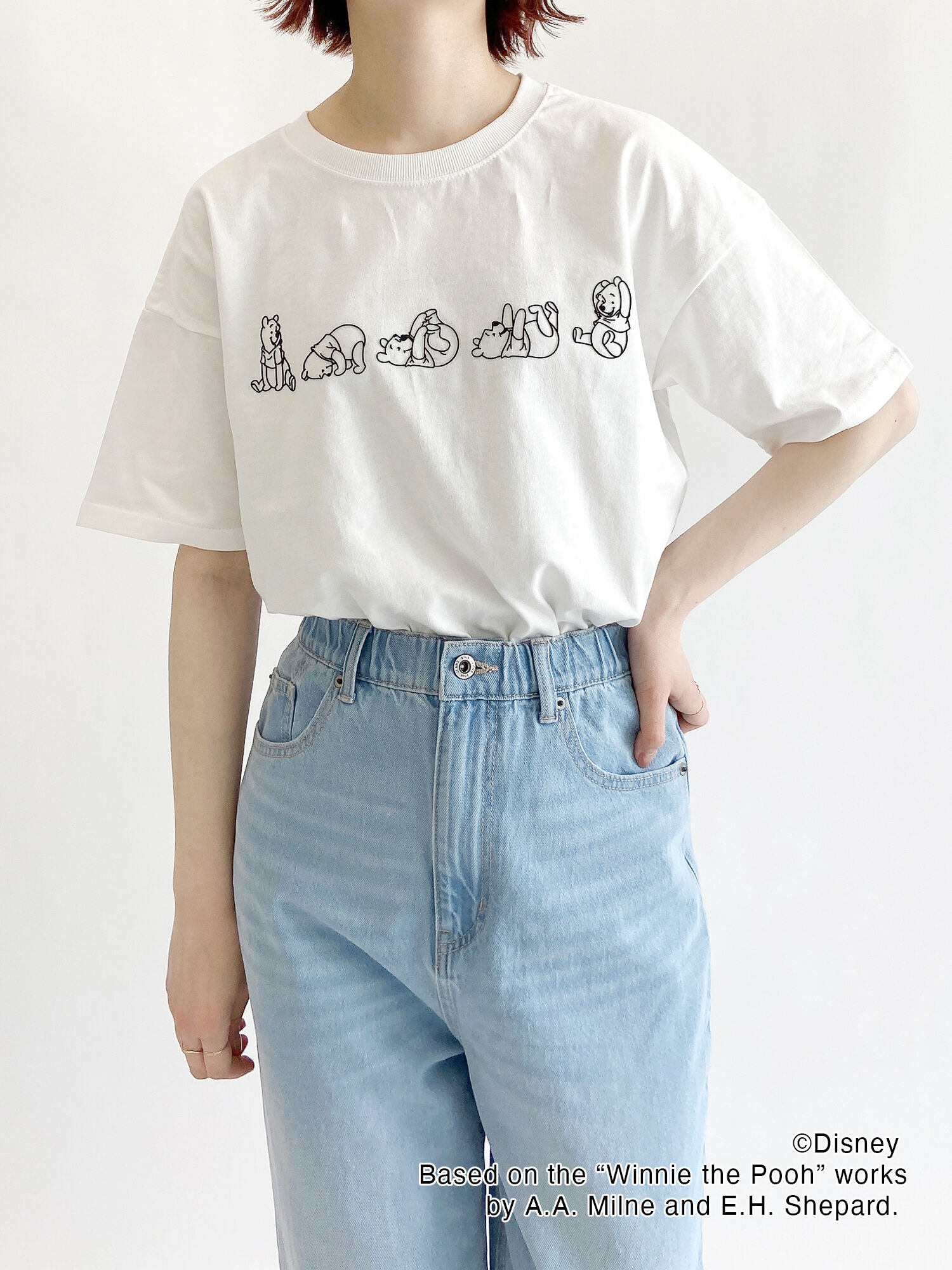 Disney くまのプーさん Tシャツ オフホワイト ブラック トップス カットソー Samansa Mos2 Blue サマンサモスモス ブルー 公式通販