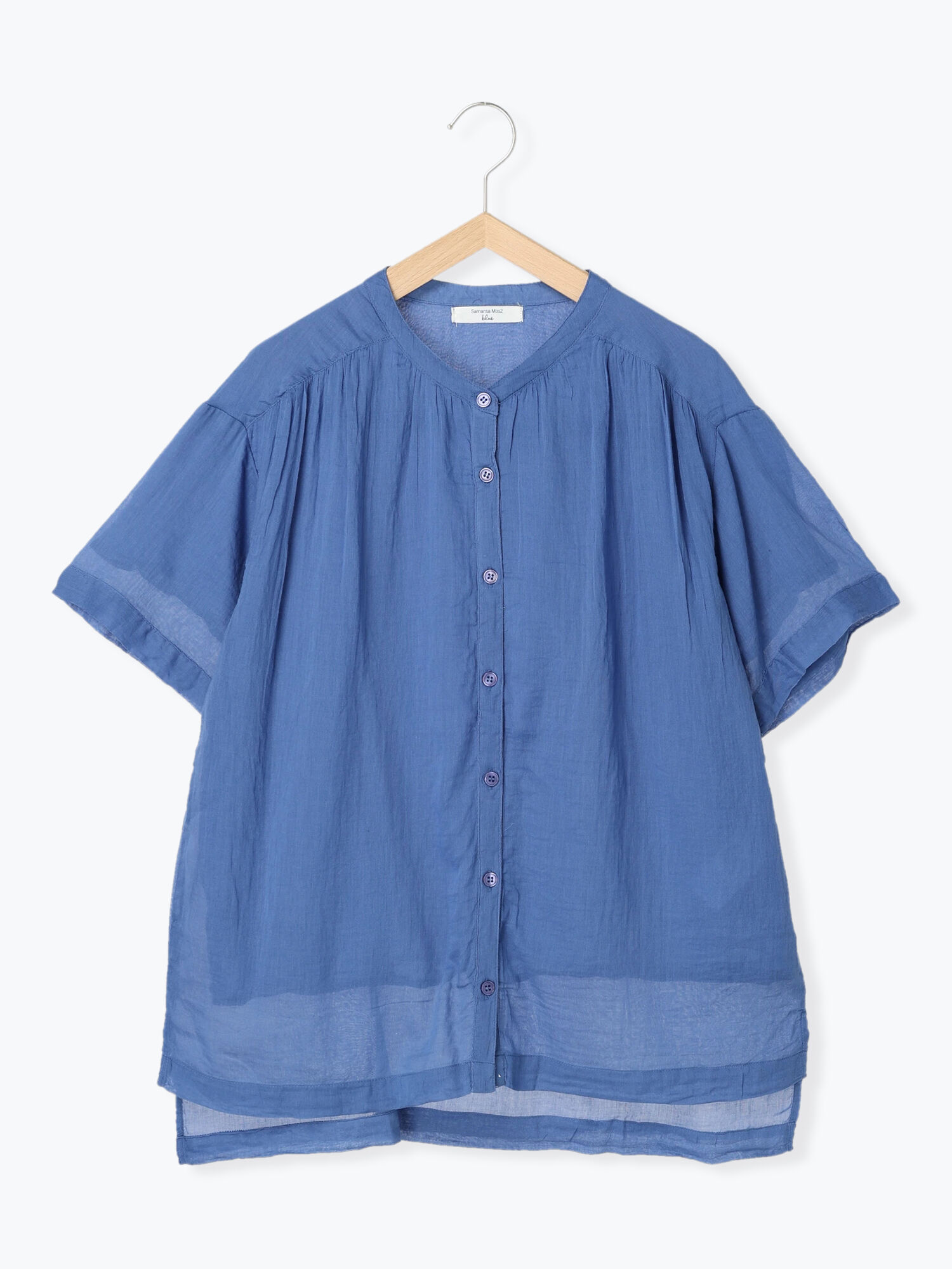 セール】 コットンボイルギャザーブラウス（ブラック/イエロー/カーキ/ブルー/トップス/シャツ・ブラウス）| Samansa Mos2  blue（サマンサモスモス ブルー）公式通販