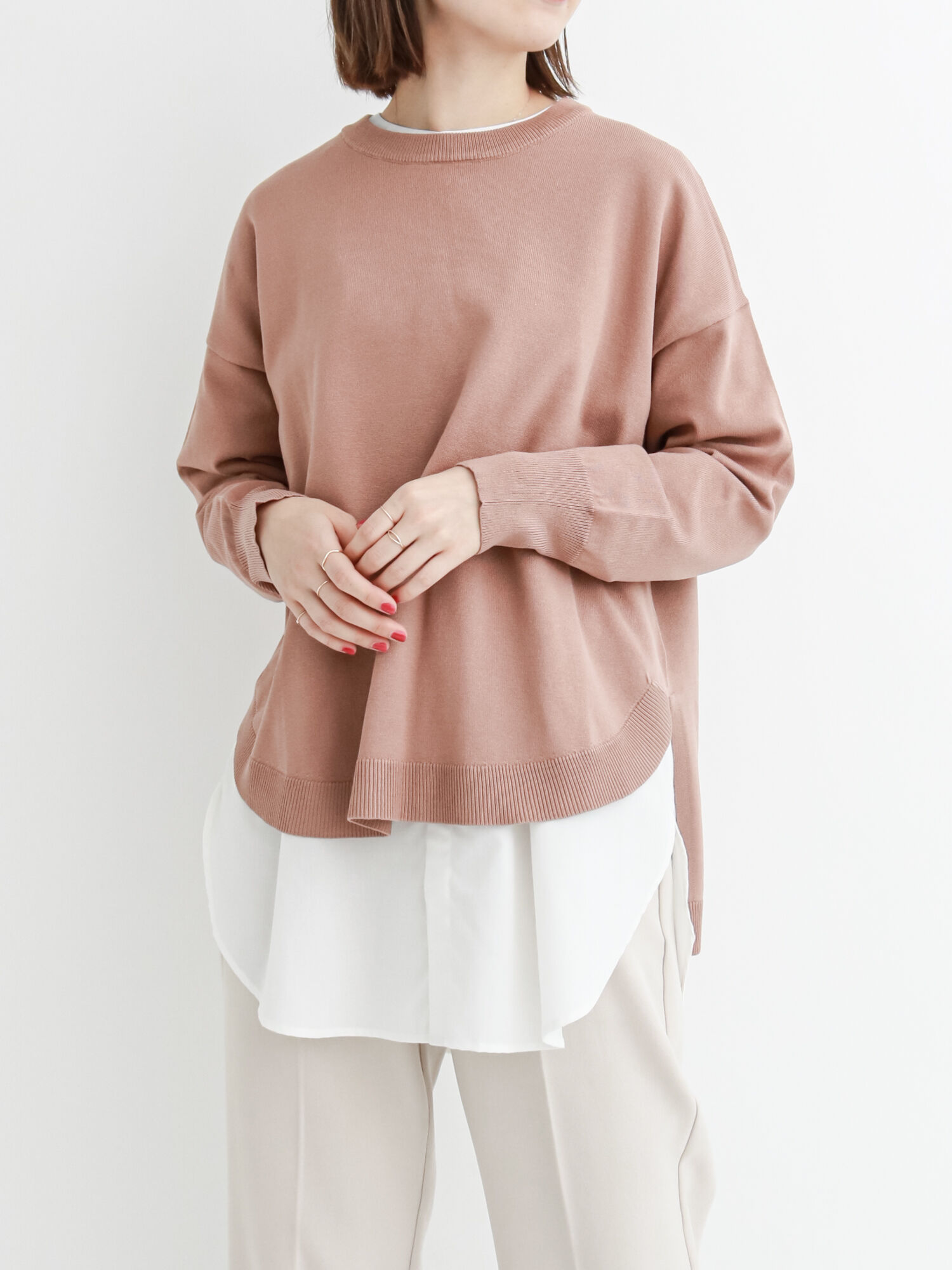 セール 裾ラウンドニットプルオーバー ピンク ブルー キナリ トップス ニット セーター Samansa Mos2 Blue サマンサモスモス ブルー 公式通販