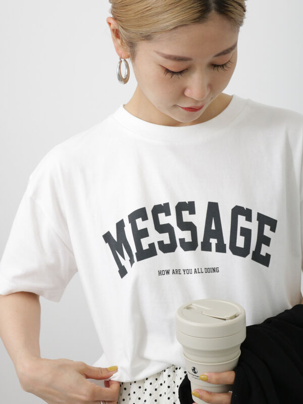 セール】 【USAコットン】ロゴチュニックTシャツ（オフホワイト