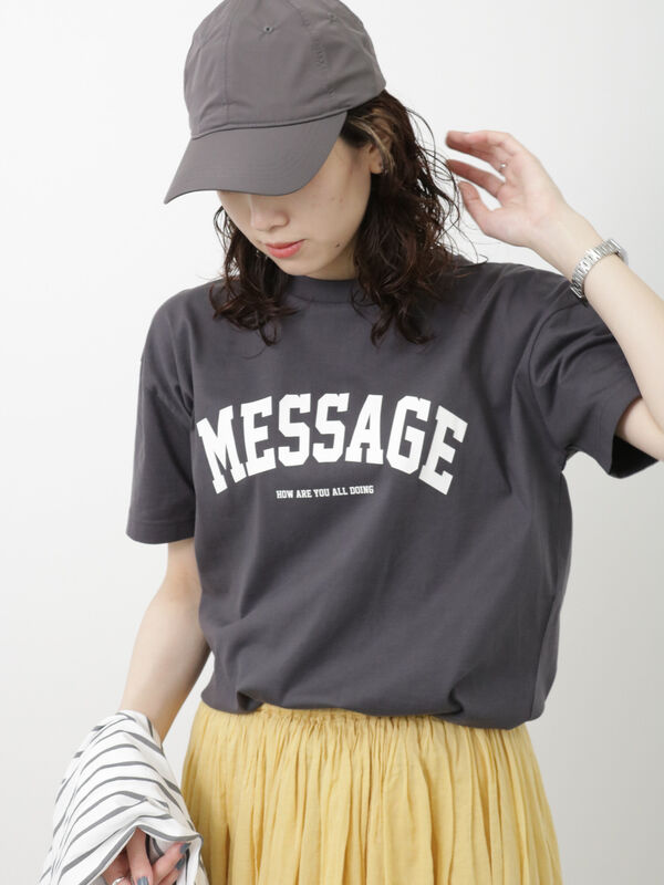 セール】 【USAコットン】ロゴチュニックTシャツ（オフホワイト