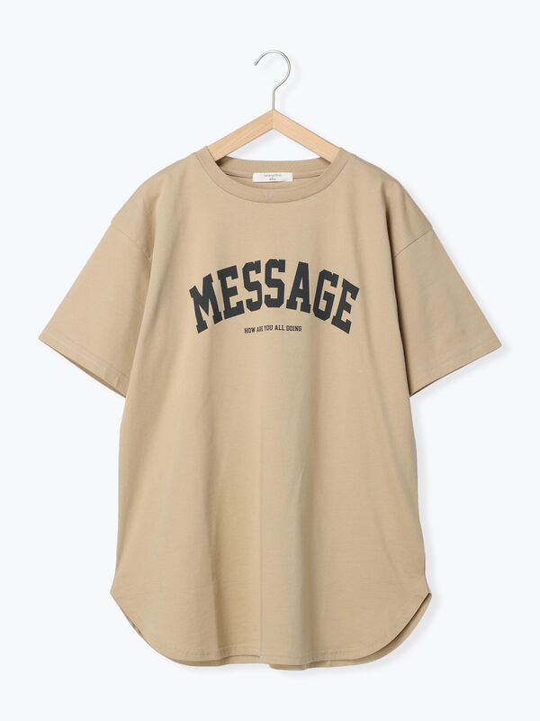セール】 【USAコットン】ロゴチュニックTシャツ（オフホワイト