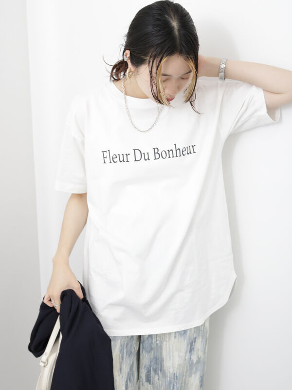 セール】 【USAコットン】ロゴチュニックTシャツ（オフホワイト