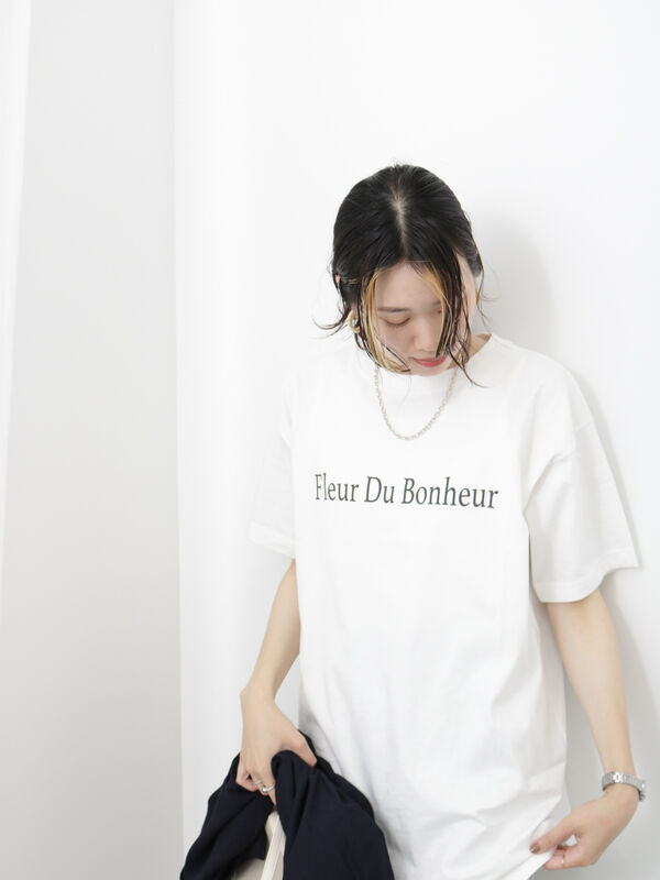 セール】 【USAコットン】ロゴチュニックTシャツ（オフホワイト