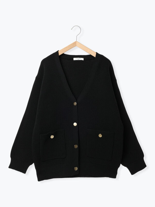 GOLD BUTTON CARDIGAN  ブラック　ゴールドボタンカーディガン