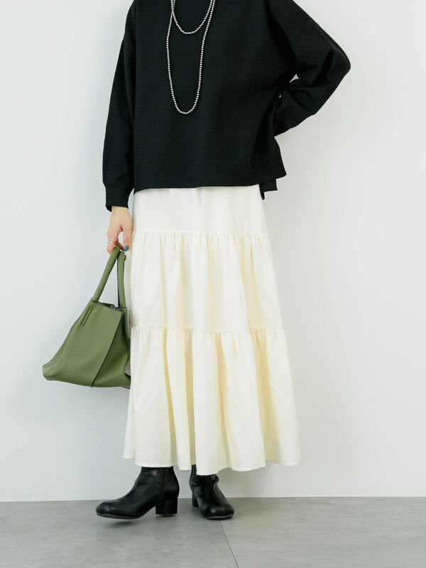 セール】 【Rina×blue】ティアードスカート（オフホワイト/グレー 