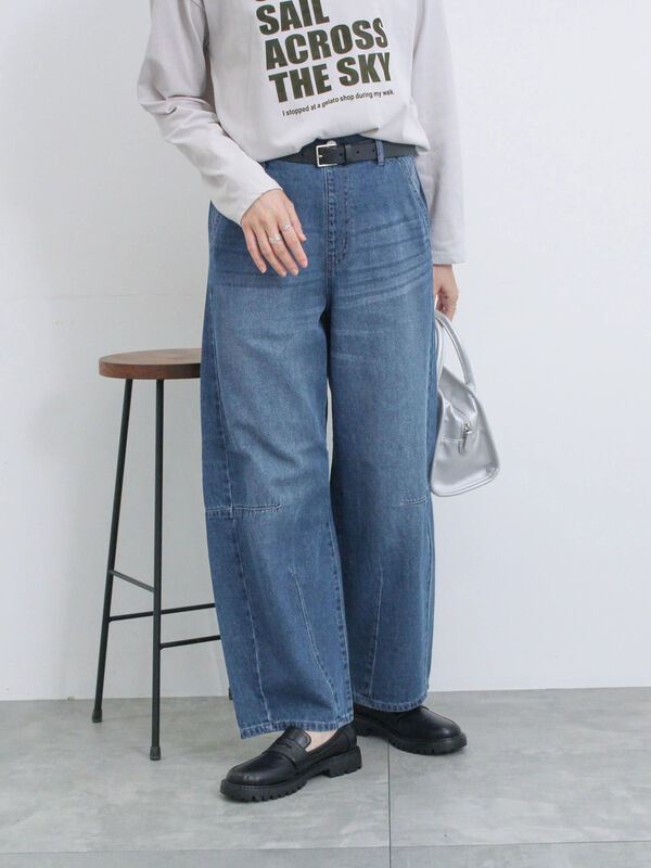 セール】 【ECO DENIM】カーブパンツ（チャコールグレー/ブルー/ネイビー/ボトムス/パンツ）| Samansa Mos2 blue（サマンサモスモス  ブルー）公式通販