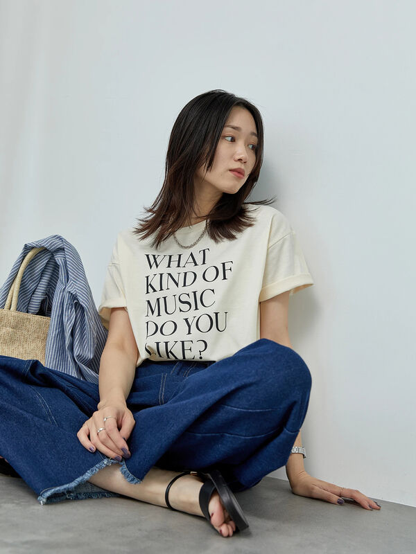 セール】 【接触冷感】ロゴプリントTシャツ（オフホワイト/チャコールグレー/モカ/ブルー/キナリ/トップス/Tシャツ）| Samansa Mos2  blue（サマンサモスモス ブルー）公式通販