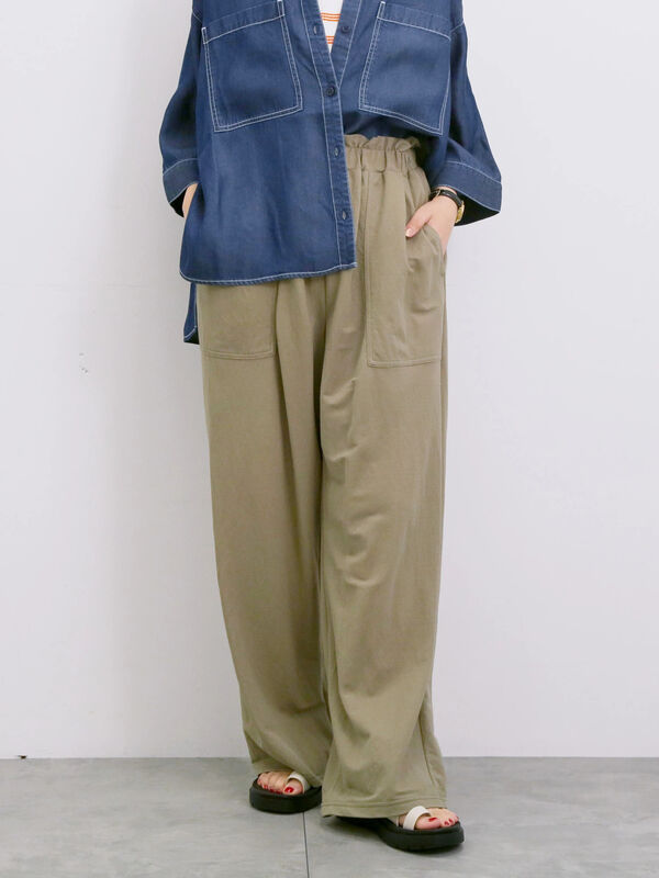 【接触冷感】ワイドイージーパンツ（カーキ）｜Samansa Mos2 blue（サマンサモスモス ブルー）通販