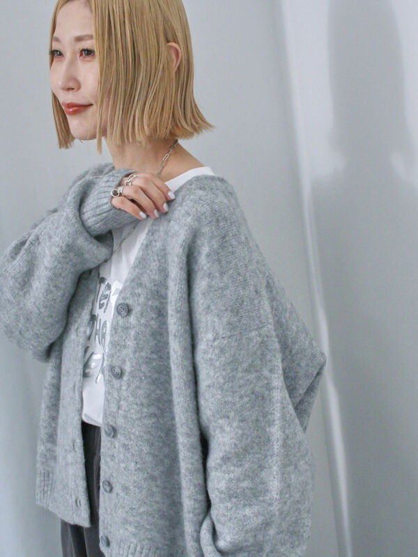 ATON モヘヤ　シャギー　カーディガン　グレー ⭐︎期間限定価格⭐︎ATON モヘヤシャギーカーディガングレー