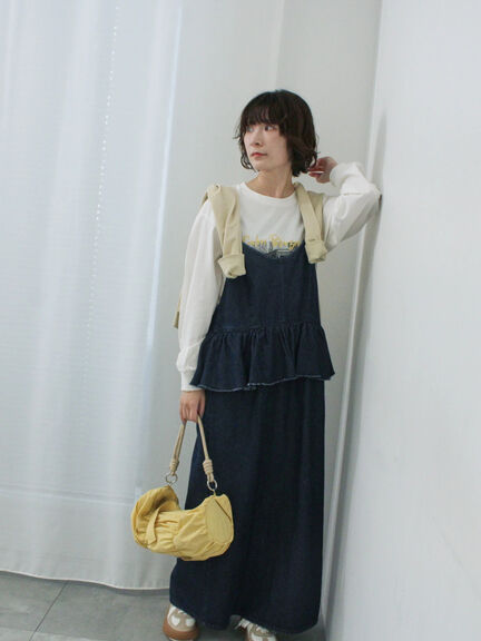 【ECO DENIM】ペプラムキャミワンピース（チャコールグレー/ブルー/ネイビー）｜Samansa Mos2 blue（サマンサモスモス ブルー）通販