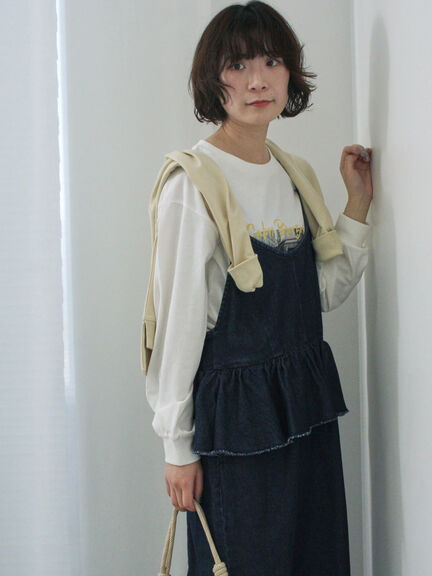 【ECO DENIM】ペプラムキャミワンピース（チャコールグレー/ブルー/ネイビー）｜Samansa Mos2 blue（サマンサモスモス ブルー）通販