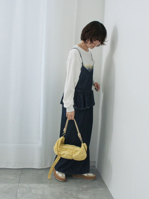 Samansa Mos2 blue ワンピース 「ECO DENIM」ペプラムキャミ