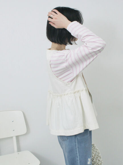 【ECO DENIM】 ペプラムベスト（オフホワイト/チャコールグレー）｜Samansa Mos2 blue（サマンサモスモス ブルー）通販