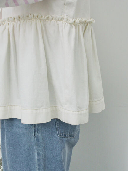 【ECO DENIM】 ペプラムベスト（オフホワイト/チャコールグレー）｜Samansa Mos2 blue（サマンサモスモス ブルー）通販