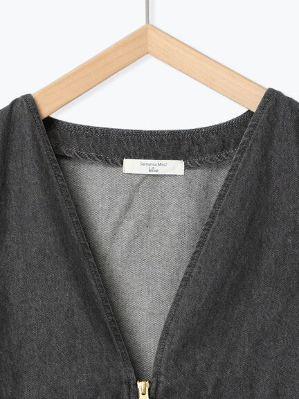 【ECO DENIM】 ペプラムベスト（オフホワイト/チャコールグレー）｜Samansa Mos2 blue（サマンサモスモス ブルー）通販