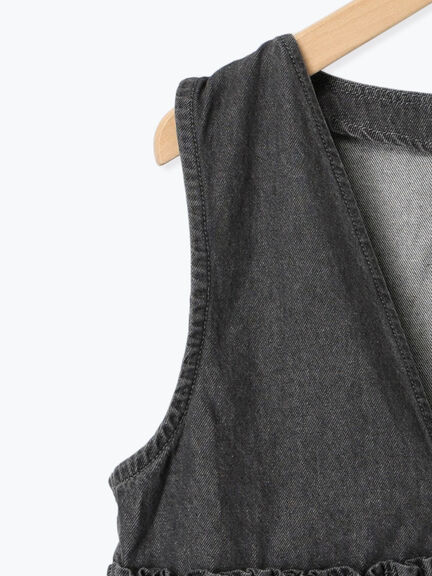 【ECO DENIM】 ペプラムベスト（オフホワイト/チャコールグレー）｜Samansa Mos2 blue（サマンサモスモス ブルー）通販