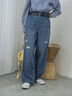 【ECO DENIM】ウエストフリルパンツ（ブルー）｜Samansa Mos2 blue（サマンサモスモス ブルー）通販