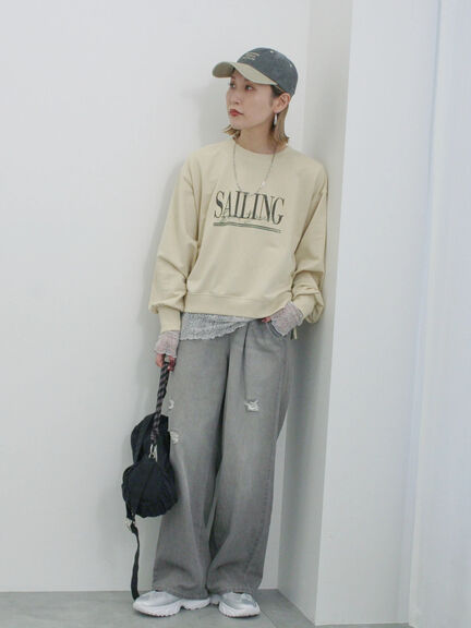 【ECO DENIM】ウエストフリルパンツ（グレー/サックスブルー/ブルー）｜Samansa Mos2 blue（サマンサモスモス ブルー）通販