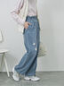 【ECO DENIM】ウエストフリルパンツ（グレー/サックスブルー/ブルー）｜Samansa Mos2 blue（サマンサモスモス ブルー）通販