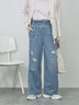 【ECO DENIM】ウエストフリルパンツ（グレー/サックスブルー/ブルー）｜Samansa Mos2 blue（サマンサモスモス ブルー）通販