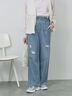 【ECO DENIM】ウエストフリルパンツ（グレー/サックスブルー/ブルー）｜Samansa Mos2 blue（サマンサモスモス ブルー）通販