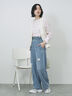 【ECO DENIM】ウエストフリルパンツ（グレー/サックスブルー/ブルー）｜Samansa Mos2 blue（サマンサモスモス ブルー）通販