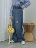 【ECO DENIM】ウエストフリルパンツ（グレー/サックスブルー/ブルー）｜Samansa Mos2 blue（サマンサモスモス ブルー）通販