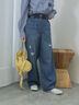 【ECO DENIM】ウエストフリルパンツ（グレー/サックスブルー/ブルー）｜Samansa Mos2 blue（サマンサモスモス ブルー）通販