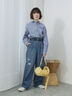 【ECO DENIM】ウエストフリルパンツ（グレー/サックスブルー/ブルー）｜Samansa Mos2 blue（サマンサモスモス ブルー）通販