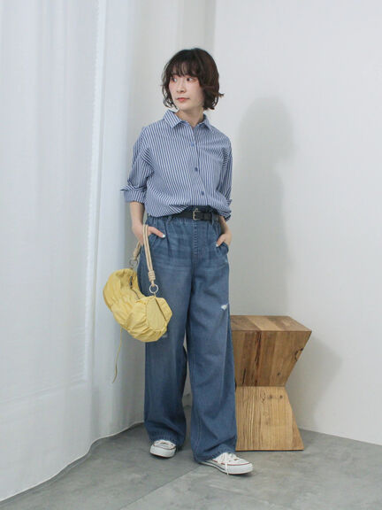 【ECO DENIM】ウエストフリルパンツ（グレー/サックスブルー/ブルー）｜Samansa Mos2 blue（サマンサモスモス ブルー）通販