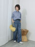 【ECO DENIM】ウエストフリルパンツ（グレー/サックスブルー/ブルー）｜Samansa Mos2 blue（サマンサモスモス ブルー）通販