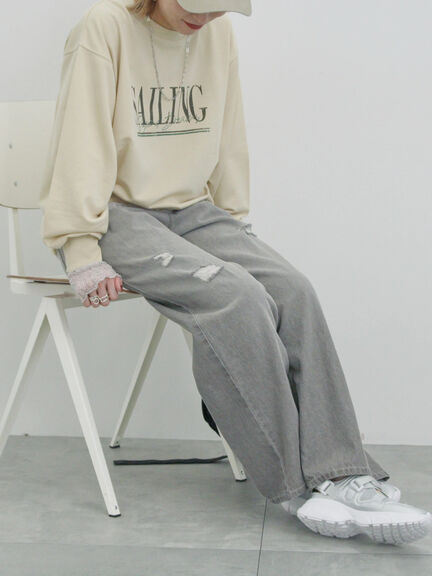 【ECO DENIM】ウエストフリルパンツ（グレー/サックスブルー/ブルー）｜Samansa Mos2 blue（サマンサモスモス ブルー）通販