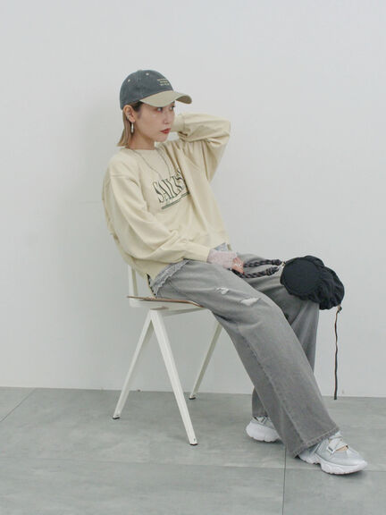 【ECO DENIM】ウエストフリルパンツ（グレー/サックスブルー/ブルー）｜Samansa Mos2 blue（サマンサモスモス ブルー）通販