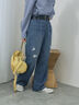 【ECO DENIM】ウエストフリルパンツ（グレー/サックスブルー/ブルー）｜Samansa Mos2 blue（サマンサモスモス ブルー）通販