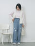 【ECO DENIM】ウエストフリルパンツ（グレー/サックスブルー/ブルー）｜Samansa Mos2 blue（サマンサモスモス ブルー）通販