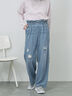 【ECO DENIM】ウエストフリルパンツ（グレー/サックスブルー/ブルー）｜Samansa Mos2 blue（サマンサモスモス ブルー）通販
