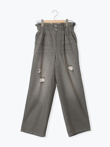 【ECO DENIM】ウエストフリルパンツ（グレー/サックスブルー/ブルー）｜Samansa Mos2 blue（サマンサモスモス ブルー）通販