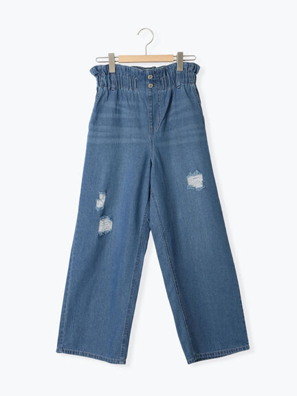 【ECO DENIM】ウエストフリルパンツ（グレー/サックスブルー/ブルー）｜Samansa Mos2 blue（サマンサモスモス ブルー）通販